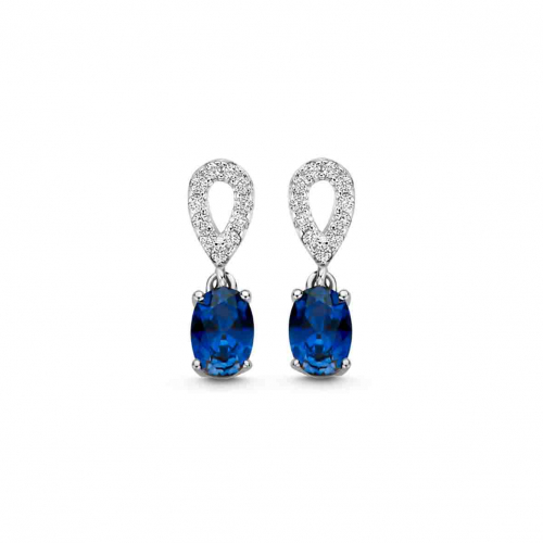 Boucles d'oreilles argent avec pierres bleues et Oxydes- Naiomy