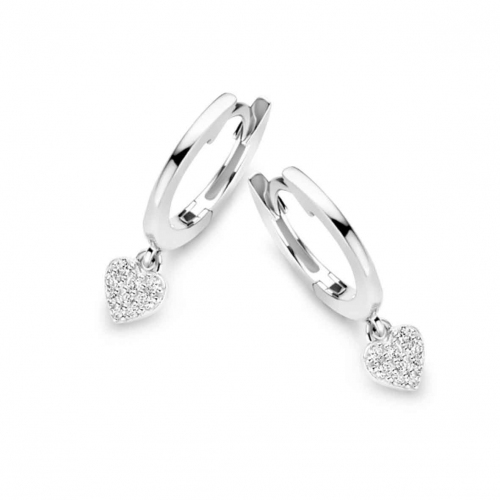 Boucles d'oreilles Argent coeurs serties de Zirconium - Naiomy