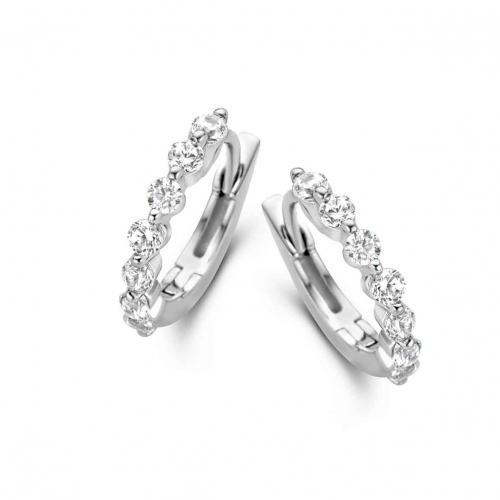 Boucles d'oreilles Argent cr�oles serties de Zirconium - Naiomy