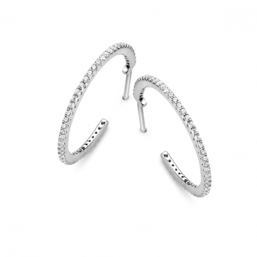 Boucles d'oreilles Argent cr�oles serties de Zirconium - Naiomy