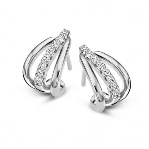 Boucles d'oreilles argent pavage zirconium - Naiomy