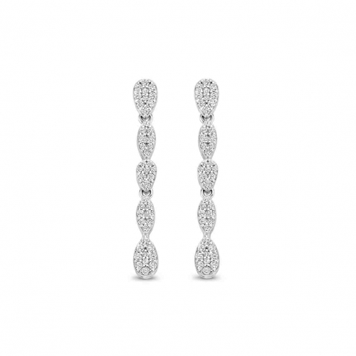 Boucles d'oreilles argent pendantes zirconium - Naiomy