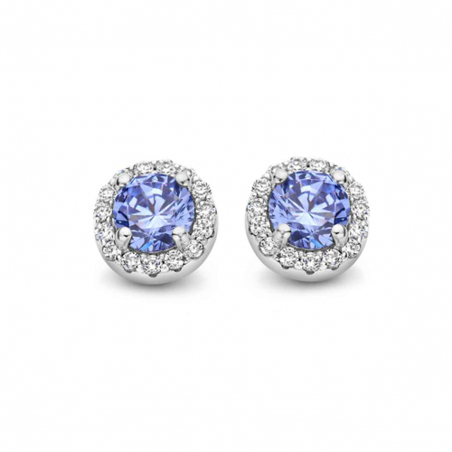 Boucles d'oreilles Argent pierre bleu et zirconium - Naiomy