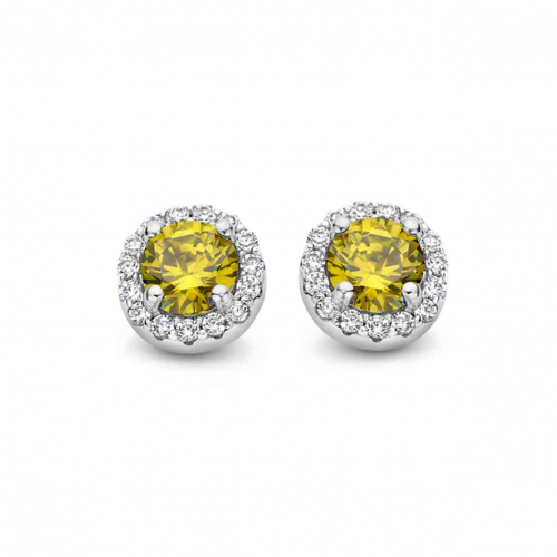 Boucles d'oreilles Argent pierre vert clair et zirconium - Naiomy