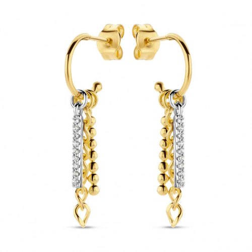 Boucles d'oreilles Argent plaqu or avec pierres bleues  -  Naiomy
