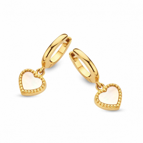 Boucles d'oreilles argent - plaqu� or - c�ur nacre - Naiomy