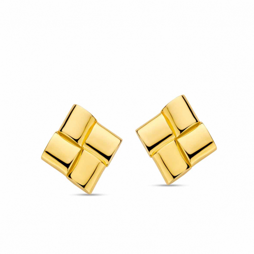 Boucles d'oreilles argent - plaqu� or -  carr�  - Naiomy