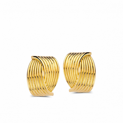 Boucles d'oreilles argent - plaqu� or finement nervur�  - Naiomy