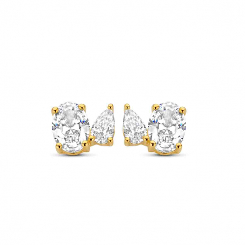 Boucles d'oreilles argent plaqu� or jaune et oxydes- Naiomy
