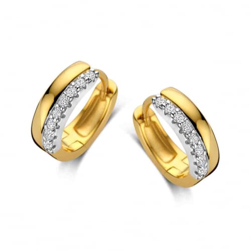 Boucles d'oreilles argent plaqu or jaune et oxydes- Naiomy