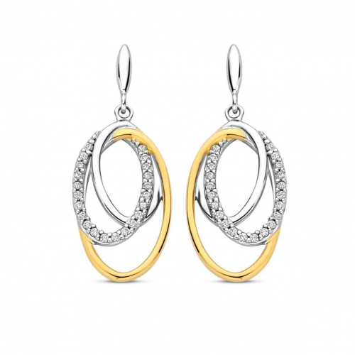 Boucles d'oreilles argent plaqu or jaune et oxydes- Naiomy