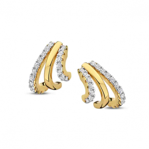 Boucles d'oreilles argent plaqu� or jaune et oxydes- Naiomy