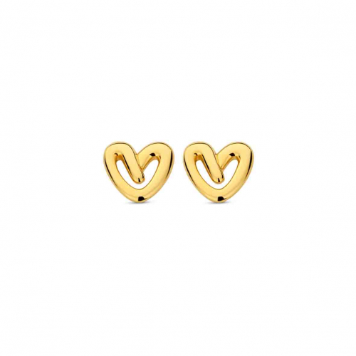 Boucles d'oreilles argent plaqu or jaune motif coeur - Naiomy