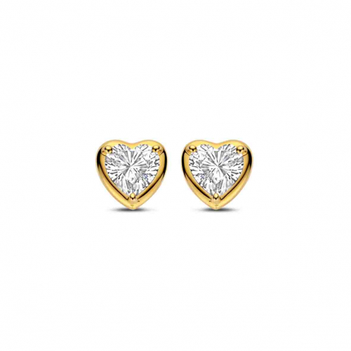 Boucles d'oreilles argent plaqu� or jaune motif coeur oxydes- Naiomy