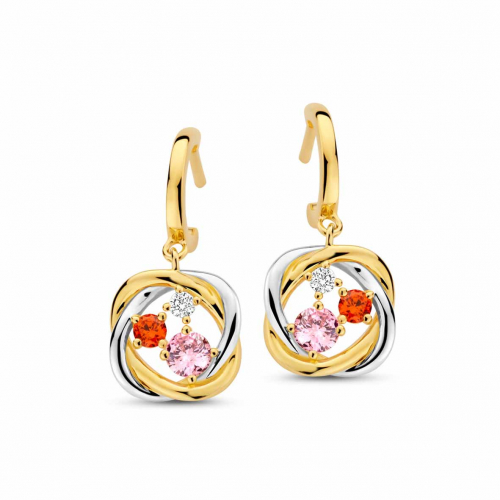 Boucles d'oreilles argent plaqu or - Pierres Multicolores - Naiomy
