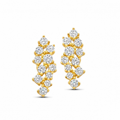Boucles d'oreilles argent - plaqu� or serties d'oxydes - Naiomy