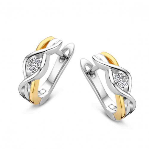 Boucles d'oreilles argent plaqu or serties d'oxydes - Naiomy