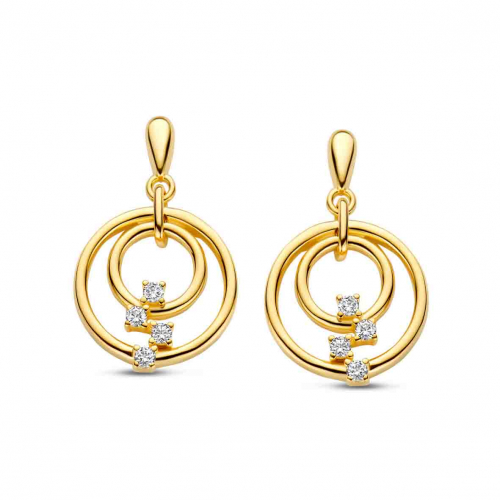 Boucles d'oreilles argent plaqu� or serties d'Oxydes- Naiomy