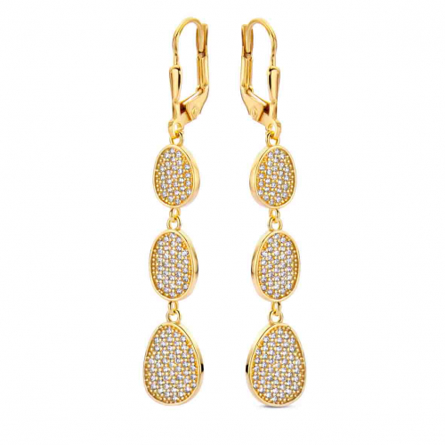 Boucles d'oreilles argent plaqu� or serties d'Oxydes - Naiomy