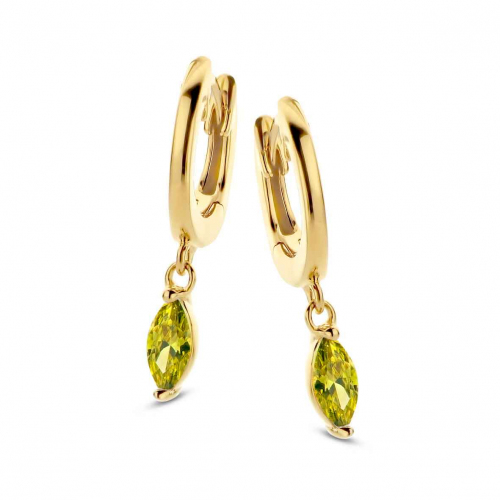 Boucles d'oreilles Argent plaqu� or serties de Zirconium -  Naiomy