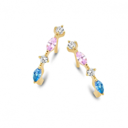 Boucles d'oreilles Argent plaqu� or serties de Zirconium - Naiomy