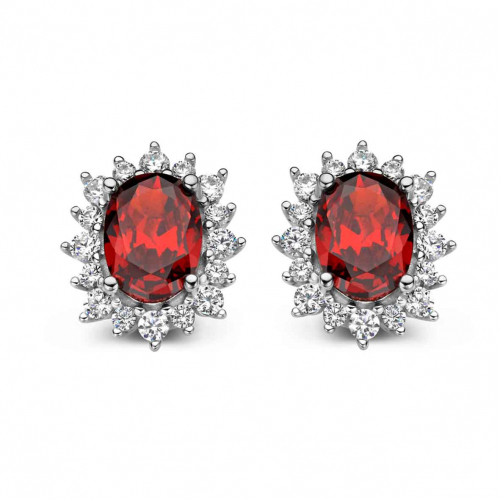 Boucles d'oreilles argent zirconium rouge et blanc - Naiomy