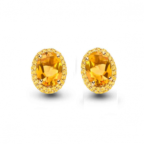 Boucles d'oreilles citrine orange et saphir jaune - One More