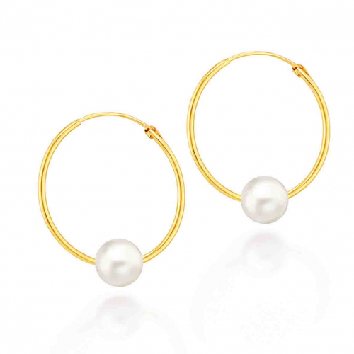 Boucles d'oreilles Cr�oles et Perle d'eau douce