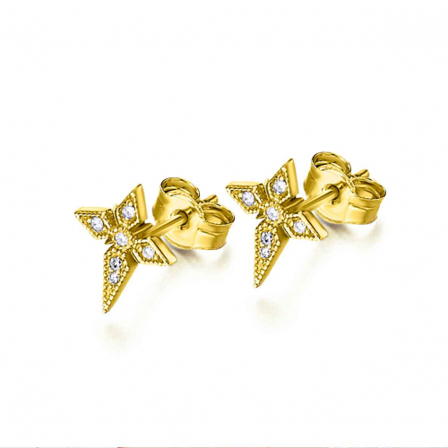 Boucles d'Oreilles Croix et Diamants 0.06 ct