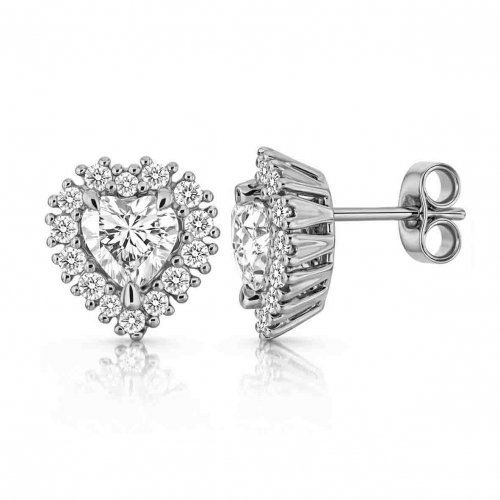 Boucles d'oreilles Diamant Coeur de Synth�se 