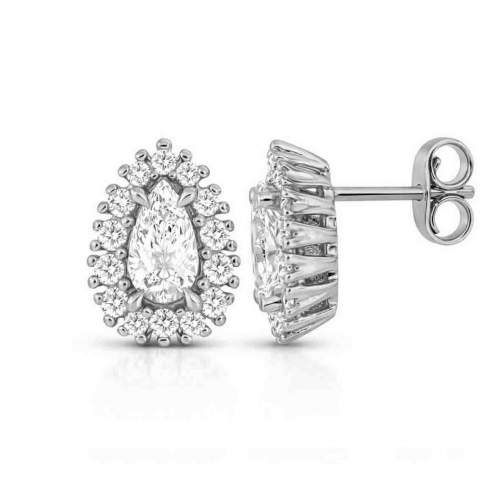 Boucles d'oreilles Diamant Poire de Synth�se