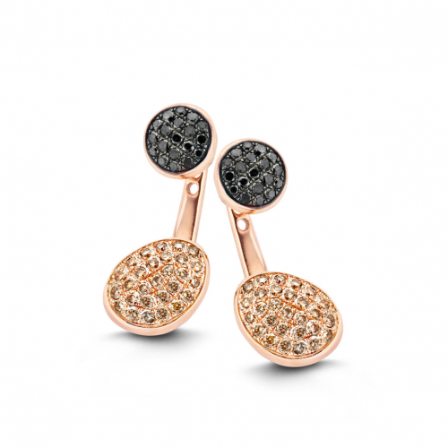 Boucles d'oreilles diamants Bruns et Noirs One More