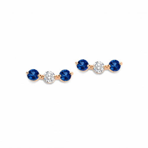 Boucles d'oreilles diamants et saphir bleu One More
