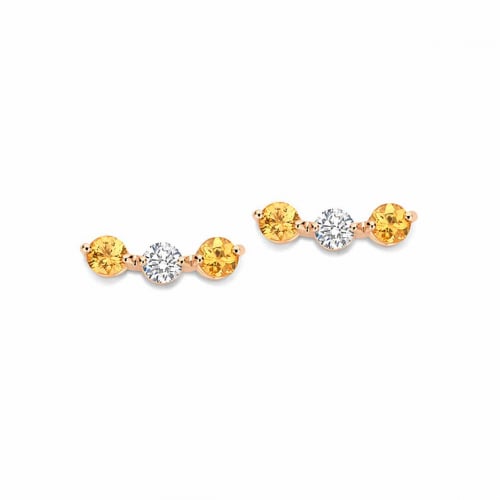 Boucles d'oreilles diamants et saphir jaune One More