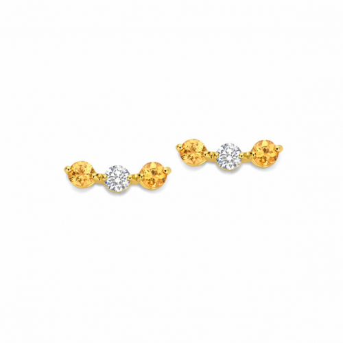Boucles d'oreilles diamants et saphir jaune One More