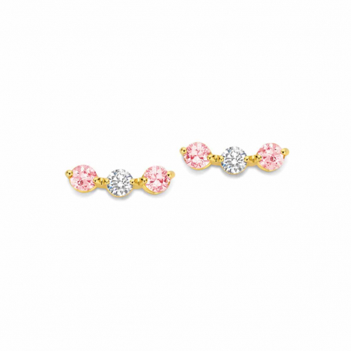 Boucles d'oreilles diamants et saphir rose One More