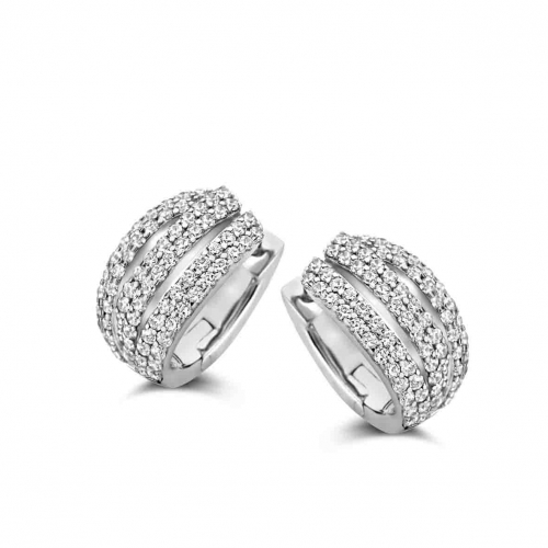 Boucles d'oreilles en argent avec 4 doubles rang�es d'Oxydes - Naiomy