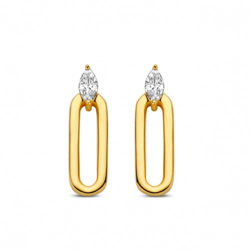 Boucles d'oreilles en argent plaqu or jaune serties d-Oxydes- Naiomy