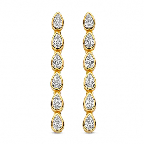 Boucles d'oreilles en argent plaqu� or jaune serties d'oxydes-Naiomy