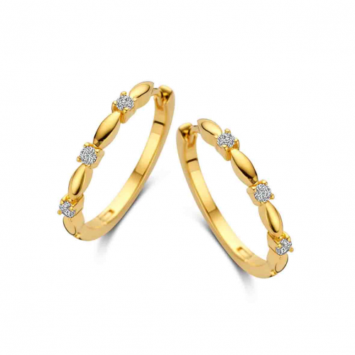 Boucles d'oreilles en argent plaqu or serties d'Oxydes- Naiomy