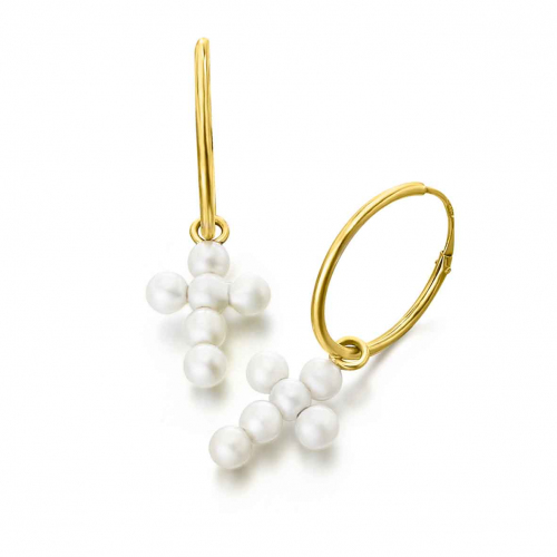 Boucles d'Oreilles Pendantes Perles