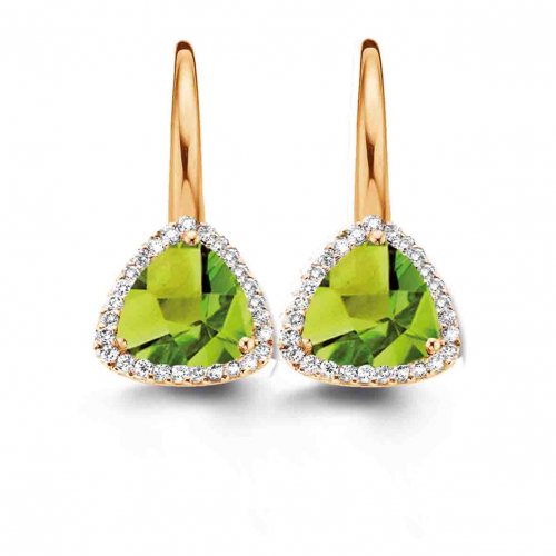 Boucles d'oreilles p�ridot et diamants- One More