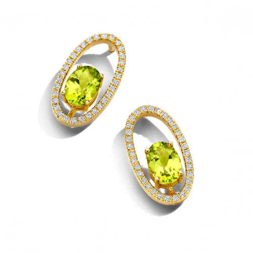 Boucles d'oreilles Péridot et diamants