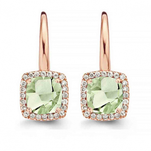 Boucles d'oreilles Prasiolite et diamants - One More