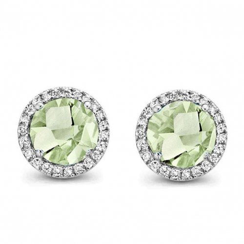 Boucles d'oreilles Prasiolite et diamants - One More