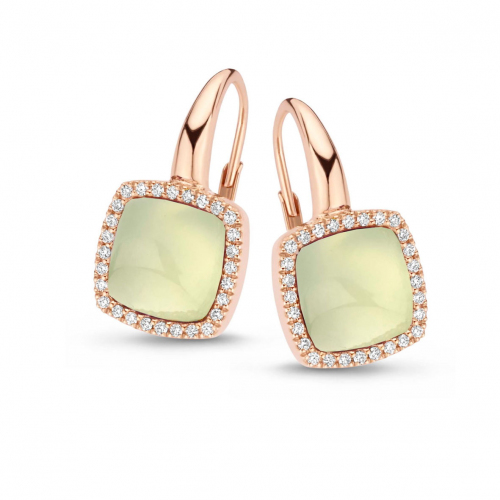 Boucles d'oreilles prhnite sur nacre et diamants One More