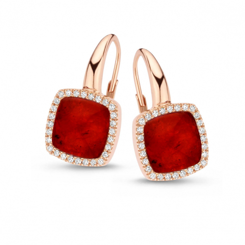 Boucles d'oreilles quartz et rubis sur nacre et diamants One More