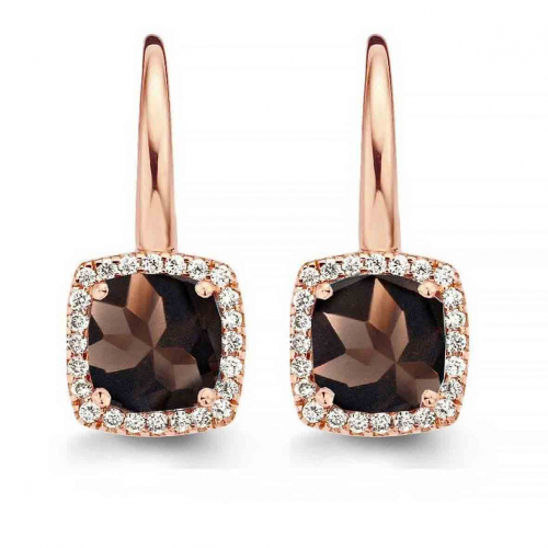 Boucles d'oreilles Quartz Fum et diamants - One More