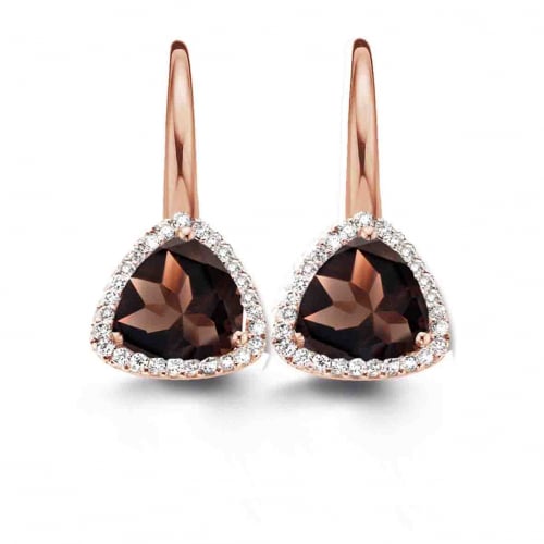  Boucles d'oreilles quartz fum et diamants- One More