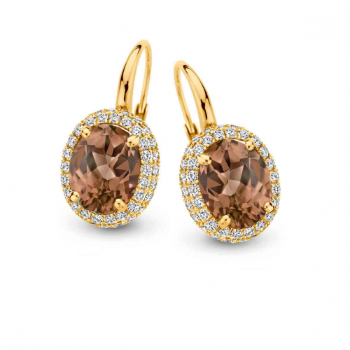 Boucles d'oreilles quartz fum� et diamants  One More
